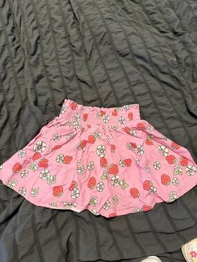Toddler Pink Strawberry Print Flare Skirt